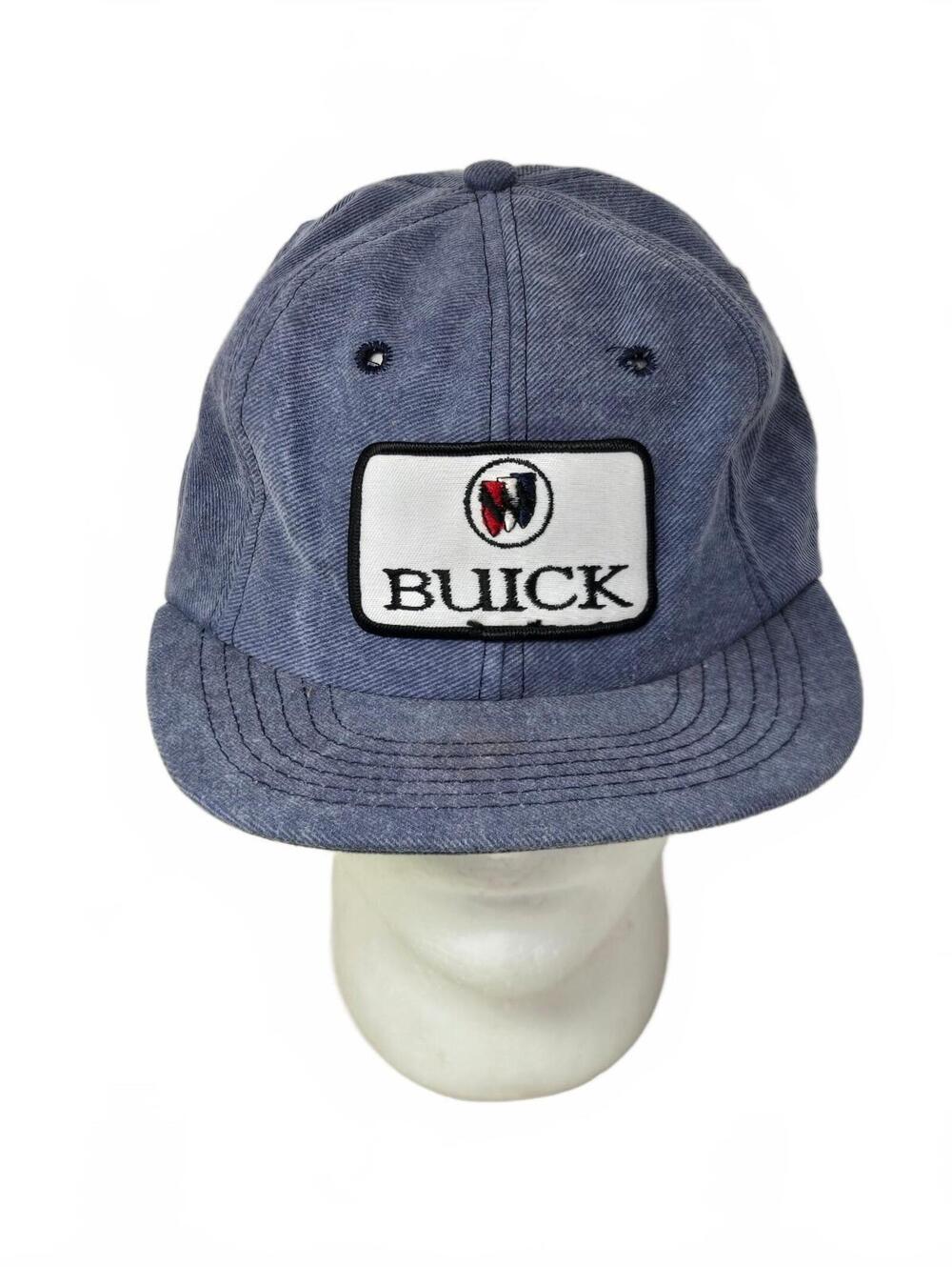 Vintage Buick Denim Strapback Hat Cap Patch USA Made 1980's Blue